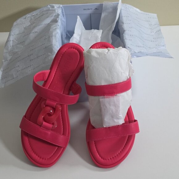 Aerosoles Geraldine Sandals Women US 10M Hot Pink Faux Leather Boho Beach Resort - Picture 12 of 16